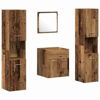 Juego De Muebles De Baño 4 Uds. Madera Envejecida Vidaxl