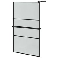 mampara ducha con estante vidrio esg y aluminio negro 115x195cm vidaxl