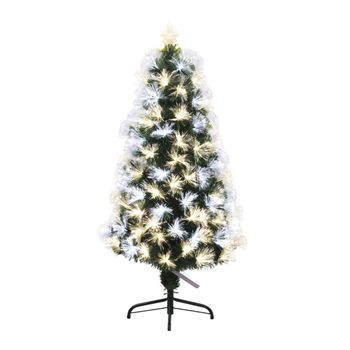 Árbol De Navidad De Fibra Óptica Con 135 Luces Led Blanco Y Blanco Cálido