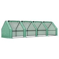 outsunny mini invernadero de jardin de 4 puertas enrollables con cubierta alargada en acero y pe 360x90x90 cm verde   aosom espana