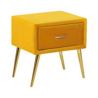 mesa de noche de terciopelo amarillo mostaza dorado 46 x 38 cm cajon flayat