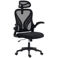 homcom silla de oficina ergonomica con reposabrazos abatibles soporte lumbar y reposacabezas regulable negro  aosom espana