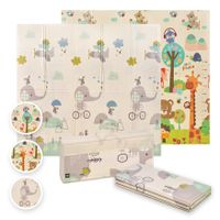 ms trendy - alfombra de juegos para bebe 180x200 cm - doble cara tapete muy acolchado 1cm grosos plegable y con bolsa de transporte