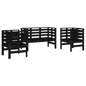 Conjunto De Muebles De Jardín 3 Uds | Mesa Y Sillas Madera Maciza De Pino Negro