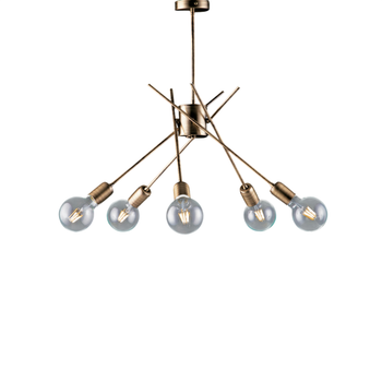 Lámpara De Techo Polaca En Hierro Bronce Cepillado 5 Luces H.53 Ø56 Bl186-pl5-brz