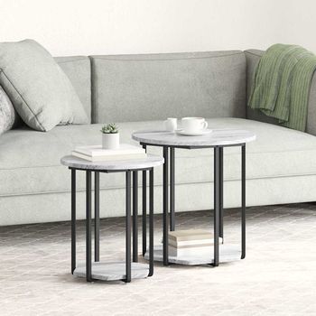 Vidaxl Conjunto De Mesas Auxiliares 2 Uds. Gris 50 X 50 X 50,5 Cm