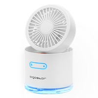 aigostar windgift - mini ventilador nebulizador deposito 300ml con usb portatil ventilador con 3 velocidades humidificador 7 colores led luces uso en oficina o viajes blanco