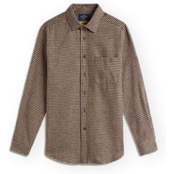 Portuguese Flannel Camisa manga larga Abstract Pied Poule Shirt - Navy para hombre