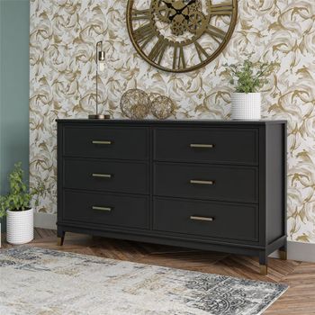 Cómoda con 6 cajones en efecto de madera negro