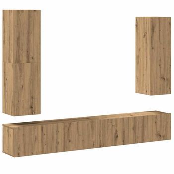 Mueble Para Tv De Pared Madera Contrachapada Artesanal 4 Piezas Vidaxl