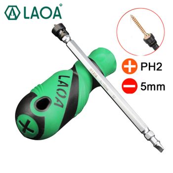 Destornillador magnético LAOA, destornillador Philips PH2 de acero de aleación S2 con anillo de magnetismo, herramientas manuales