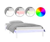 estructura de cama con led madera maciza blanca 90x190 cm