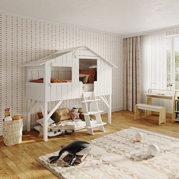 Mathy by Bols Original Treehouse Cabin Bed Handmade in a Choice of 26 Colours - Mathy Thunderstorm Grey