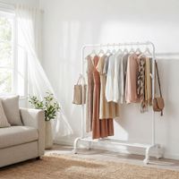 burro para ropa con ruedas de acero de color blanco