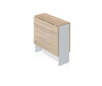 Mesa de comedor plegable en blanco artik y roble canadian 77x31-87-142 cm nolix blanco artik (blanco mate) - roble canadian 31 x 78 x cm