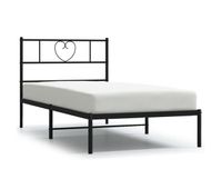 estructura de cama con cabecero metal negro 90x190 cm con cabecero
