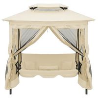 banco columpio cenador de jardin blanco crema
