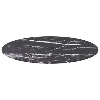 Tablero De Mesa | Tablero Escritorio Diseño Mármol Vidrio Templado Negro Ø70x0,8 Cm