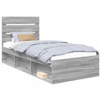 cama individual  cama para adulto  estructura de cama con cabecera gris sonoma 100 x 200 cm