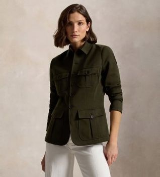 Polo Ralph Lauren para mujer. 211A93159001 Chaqueta funcional de ponte de punto verde (44), Casual, Poliéster
