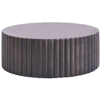 Mesa De Centro Mgo Fibra De Vidrio Tapa Redonda Resistente A Uv Manchas Óxido Agua Viento Moderno Negro Pozza