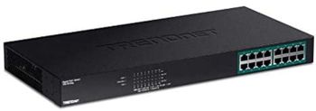 TRENDnet, TPE-TG160g, Switch gigabit PoE+ de 16 Puertos, Potencia PoE de 246 W, Capacidad de conmutación de 32 Gbps