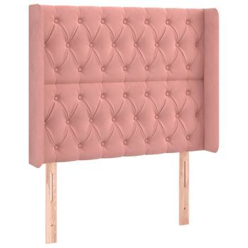 Cabecero Cama Mueble De Dormitorio Con Led De Terciopelo 93 X 16 X 118/128 Cm Rosa M02_0001992