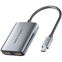 vention aczhb adaptador usb-c a dual hdmi 14 mst 015m aluminio gris