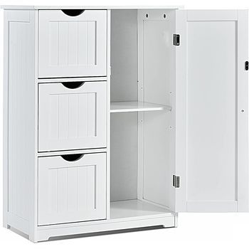 Armario De Almacenaje Costway De 3 Cajones (81 X 60 X 30 Cm - Madera - Blanco)