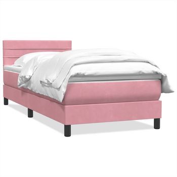 Cama Box Spring Con Colchón Terciopelo Rosa 90x210 Cm Vidaxl