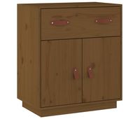 vidaxl aparador de madera maciza de pino marron miel 655x40x75 cm