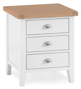 Eden Oak and White Extra Large 3 Drawer Bedside Table