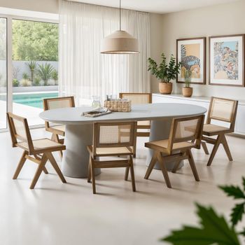 Silla de comedor, ratán vienés, estilo boho, carga 120kg, roble claro