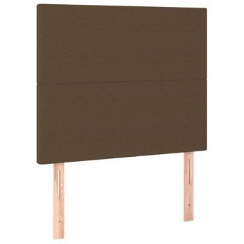 Cabecero Cama Mueble De Dormitorio Con Luces Led Tela Oscuro 80 X 5 X 118/128 Cm Marrón M02_0009134