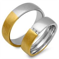 alianzas 8 quilates oro amarillo-blanco 3 diamantes
