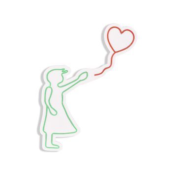 Iluminación Led Decorativa De Plástico Balloon Girl Verde Rojo 56x42x2 Cm