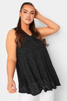 yours top negro sin mangas de bordados mujer curvy y tallas grandes yours