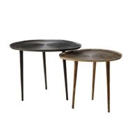 set de 2 mesas auxiliares de aluminio negro y bronce