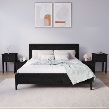 Mesitas De Noche (2 Uds) - Mueble De Dormitorio - Madera De Pino - Negro (79.5x38x65.5cm)