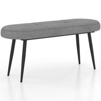 banco de 113 cm con cojines  banco tapizado con patas de metal otomana hasta 300 kg de capacidad de carga gris