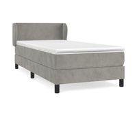 cama box spring con colchon terciopelo gris claro 90x190 cm diseno plano
