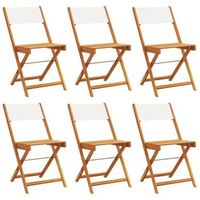 pack 6 uds sillas jardin  silla de exterior  sillon plegables tela madera maciza y tela crema