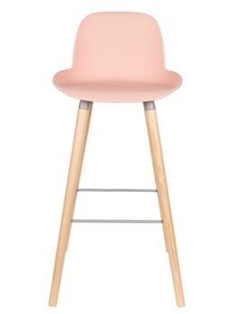 Taburete de bar de polipropileno y madera rosa