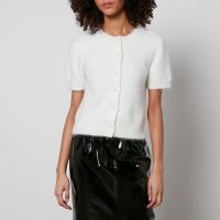 maison margiela brushed wool-blend short sleeve cardigan - m