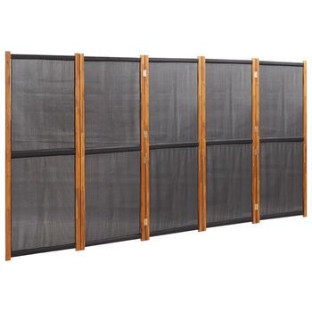 Biombo Divisor De 5 Paneles Negro 350x180 Cm Vidaxl
