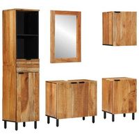 juego de muebles de bano 5 uds natural 38 x 33 x 160 cm vidaxl