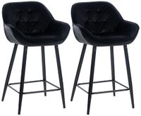 set de 2 taburetes de bar con reposapies en terciopelo negro