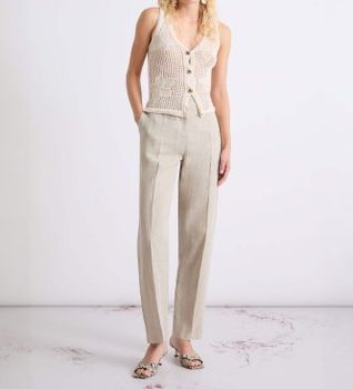 Marella para mujer. 2613131052200 Pantalón chino de lino beige (38), Casual