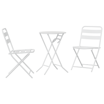 Juego De Bistro Plegable De 3 Uds Blanco De Acero Cfw344941