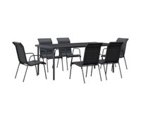 juego de comedor para jardin 7 piezas acero y textilene negro